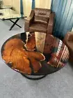 Modern Black Resin Epoxy Table | Round Acacia Wood Coffee & Tea Table Furniture