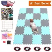 Safe Green Gray Interlocking Soft Puzzle Mats - 20 Tiles for Kids' Play Areas