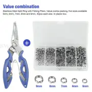 200PCS Stainless Steel Fishing Split Rings Kit Lure Connectors Loops Tackle