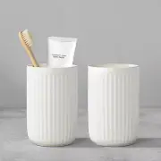 White Toothbrush Holders for Bathrooms - 2 Cups Ceramic Toothbrush Toothpaste Ho