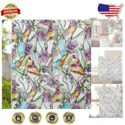 Vivid Parrot Pattern Decorative Window Film 35"x118", Heat Blocking Static Cling