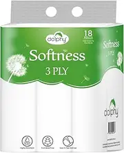 Dolphy 3-Ply Toilet Paper 72 Rolls (18 Rolls x 4 Packs), 180 Sheets Per Roll, Ultra Soft White Bathroom Tissue, Septic Safe, Bulk Pack for Home, Office & Hotels