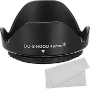 uxcell 49mm Camera Lens Hood, Reversible Flower Lens Hood Protector with Cleaning Cloth for Anti-Reflection Blocks Excess Sunlight to Reduce Lens Flare and Glare, Enhance Photography