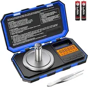 AMIR Digital Milligram Scale, 50g Max High Precision Pocket Sized Jewelry Scale, Electronic Smart Scale with 50g Calibration Weight (Battery/Tweezers Included, Blue)