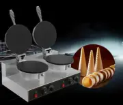 Commercial Ice Cream Cone Machine Electric Waffle Maker Dual Baker 110V / 220V
