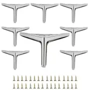 4 3/4 inch/12cm Shiny Silver Metal Furniture Legs Set of 8, DIY Replacement