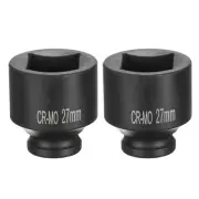 2pcs 4 Point Square Socket 1/2" Drive 27mm Metric CR-MO Impact Wheel Socket