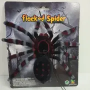 Large Scary Flocked Spider for Halloween Haunted House Decoration Spider Webs