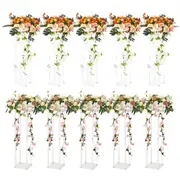 VEVOR 10PCS 23.6inch/60cm High Wedding Flower Stand, With Acrylic Laminate,Acrylic Vase Column Geometric Centerpiece Stands, Floral Display Rack for T