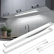 CHENBEN Under Cabinet Motion Sensor Light,40CM Wardrobe Rechargeable Batteries Kitchen Cabinet Motion Sensor Night Light 2PCS 6500K 1500mAh USB Under Cabinet Lighting Suitable for Stairs