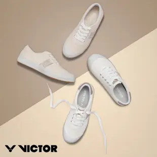 【VICTOR 勝利體育】羽球復古小白鞋 帆布鞋(VTS-24 白灰/淡粉紅 A/I)