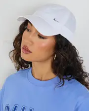 [Nike] Nike Women's Swoosh Metallic Cap in Coconut Milk/Silver Size Medium/Large M/L Coconut Milk/Silver