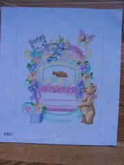 Kitty Teddy Infant Sleeping Hand Painted Needlepoint Canvas AP3351