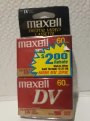 Maxell Mini DV Camcorder Cassette Tapes 60 Minutes 2 Pack DVM60SE New Sealed
