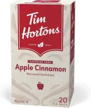 6PACK Tim Hortons Apple Cinnamon Tea Bags, Herbal Tea, Decaffeinated, 20 Count