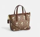 COACH x PEANUTS 2025 City Mini Tote Bag Signature Canvas Snoopy Print NEW