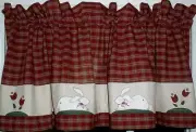 Bunnies & Tulips Spring Easter Rabbit Valance Tiers Country Kitchen Decor