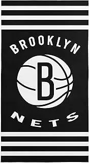 NORTHWEST NBA Brooklyn Nets Stripes Beach Towel, Soft & Absorbent Pool Towel, Quick Dry, 30 x 60 inches