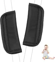 DAJING 2 Pcs Baby Stroller Car Seat Strap Covers (Black) - Harness Pads,Universal Soft Car Seat Belt Pads for Newborns, Infants, and Kids