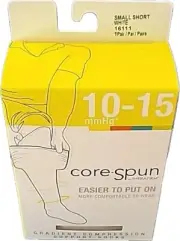Therafirm Core-Spun Compression Support Socks, White Small Short 16111 10-15mmHg