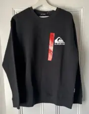 Quicksilver Logo Crew Neck Sweatshirt - Men’s Medium Black - New With Tags (NWT)