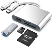 Adaptador De Lector De Tarjetas De Memoria Tipo C + Micro USB a SD Y TF