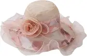 Guomao Double-Layer Large Crepe Net Wavy Edge Art Visor (Color : D)