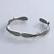 Angel Wings Bangle Bracelet 925 Sterling Silver Bangle Adjustable Bangle