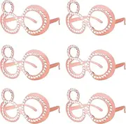 80th Birthday Glasses - 6 Pairs Rose Gold 80 Years Old Glasses with Rhinestones Frame, Funny Plastic Costume Photo Booth Props for 80th Anniversary Party Decorations