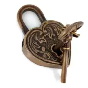 Solid brass Marriage Vintage Style Heart Love Shape Padlock 2 keys Wedding LockB