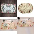 Set of 4 Vintage Embroidered Placemats Floral Lace Table Mats Doily Dining Decor