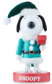 Wooden Christmas Nutcracker, 8.5", PEANUTS, SNOOPY DOG IN BLACK SANTA HAT