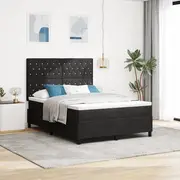 Box Spring Bed with Mattress&LED Black Queen Velvet