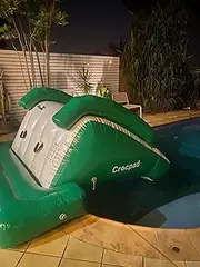 Crocpad Inflatable Water Pool Slide - Fun Outdoor Play for Kids and Adults with Climbing Wall, Stepping Pad, and Electric Pump - Perfect for Pool and Swimming Activities (v2)