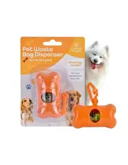 [Living Today] Pet Poop Dispenser and 15 Biodegradable Unscented Waste Bags in Orange