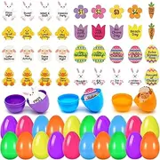 36 Pcs Easter Egg Tokens Easter Wooden Reward Tokens Easter Egg Fillers Easter Basket Stuffers with 36Pcs Plastic Easter Eggs for Easter Egg Hunt Prize