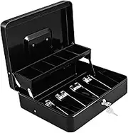 Locking Cash Box with Key Iron Small Lock Box Cash Savings Box Cash Drawer Safe