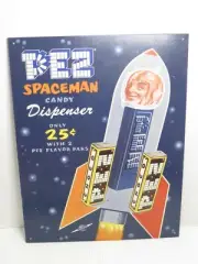 2002 PEZ CANDY DISPENSER SPACEMAN ART 13x16 WALL TIN SIGN DESPERATE INDUSTRIES