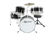 Karrera Children's 4-Piece Drum Kit | Black | Beginner-Friendly Percussion Set
