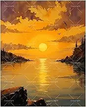 TAOPAOLAB Golden Horizon Paint by Numbers Kit for Adults - DIY Sunset Over Still Water Painting on Canvas 16x20In, Acrylic Paint Set, Suitable for Beginners, Art for Home Decoration or Gifts