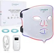 [Nourished Bodynskin] Portable LED Face Mask with Near-Infrared - Blue, Red Light Therapy for Face - 114 LEDs - Skincare Tool for Wrinkles, Anti-Aging