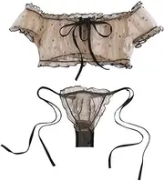 3FLQOOPP Women's Exotic Teddies Bodysuits Women Lace Lingerie Bra and G-String Set Lingerie Pajamas Panties (Beige 3X)