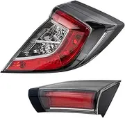 Left/Right Side Tail Lamp ，Compatible for Civic Type R Hatchback 2017 2018 2019 2020 2021 Rear Tail Light Brake Lamp with(Right-2PC)
