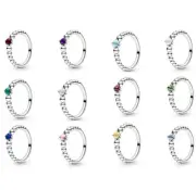 NEW 100% Authentic Pandora 925 Silver Beaded Birthday Stone Ring - 198867C01-C12