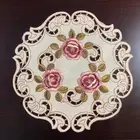 Set of 4 Vintage Embroidered Lace Placemat Dining Table Mat Flower Doily Wedding