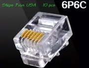 10pcs RJ12 RJ11 6P6C Modular Plug DSL Telephone Connector. Gold-plated