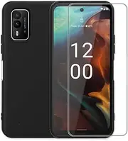 [Romozi] for Nokia XR21 5G Case with Tempered Glass Screen Protector Silicone Bumpers Anti-Scratch Shock Absorbing Protection Phone Case Cover for Nokia XR21 2023 Black