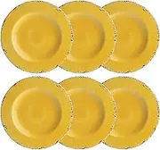 UPware 6-Piece Crackle Heavyweight and Durable Melamine 8.75 Inch Serving Plates/Salad Plates, Yellow