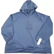 Nicole Miller Sport Hoodie Pressed Raised Print Dark Teal Scuba Pullover 3XL NWT