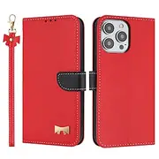 Phone Case for iPhone 16 15 14 13 12 Pro Max with Crossbody Strap, Flip Wallet Cover with Card Holder, Shockproof PU Leather